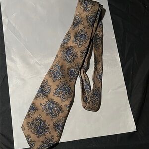 Paisley Patterned Brown and Blue Tie